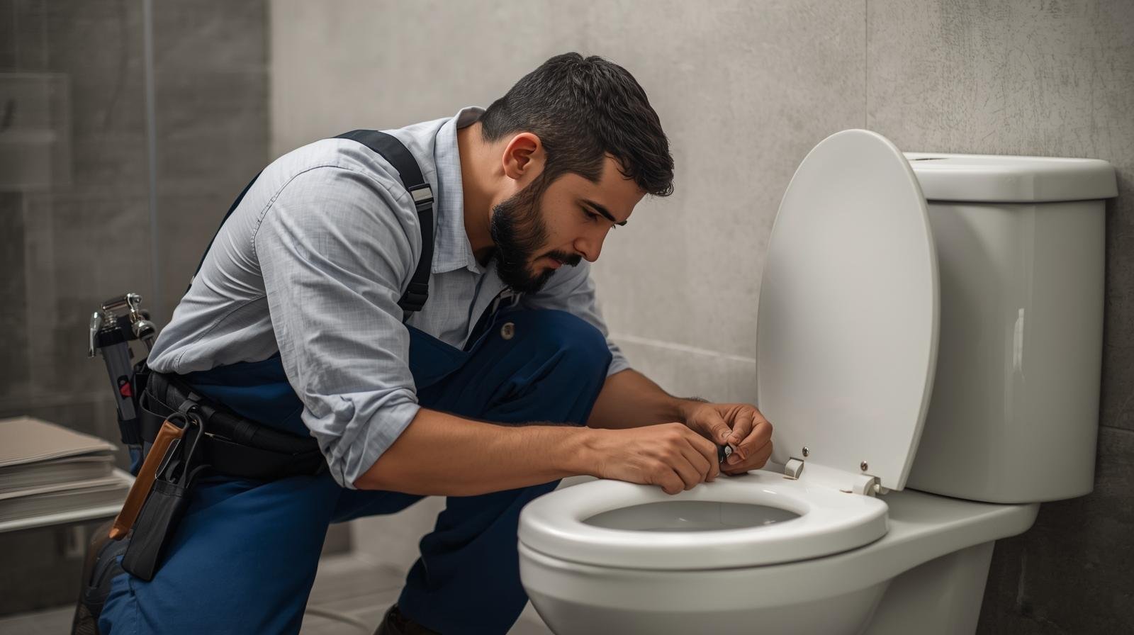 plumber fixing a toilet